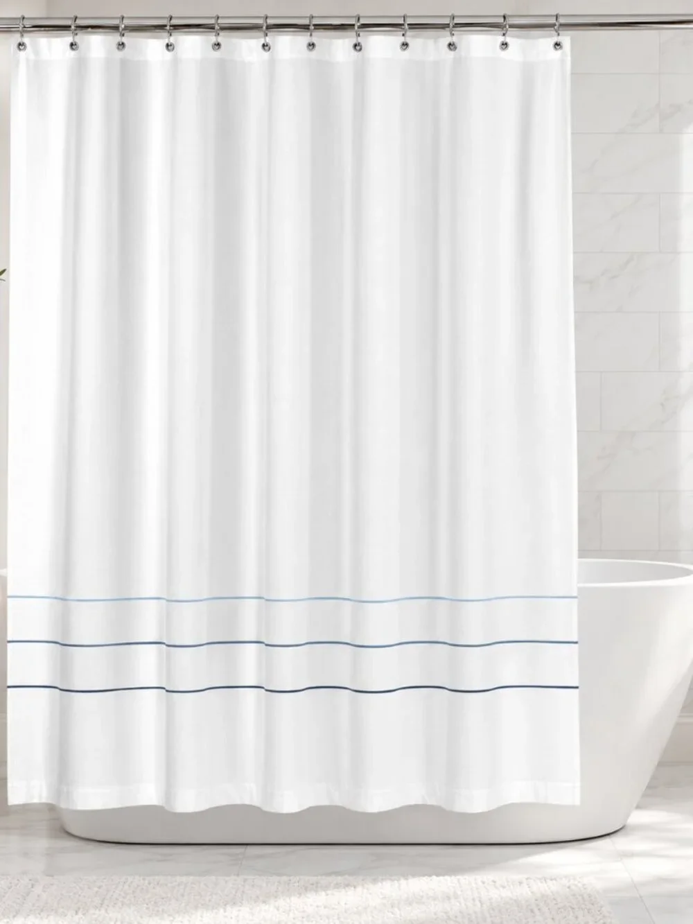 Hotel Collection Borderline Shower Curtain, Blue